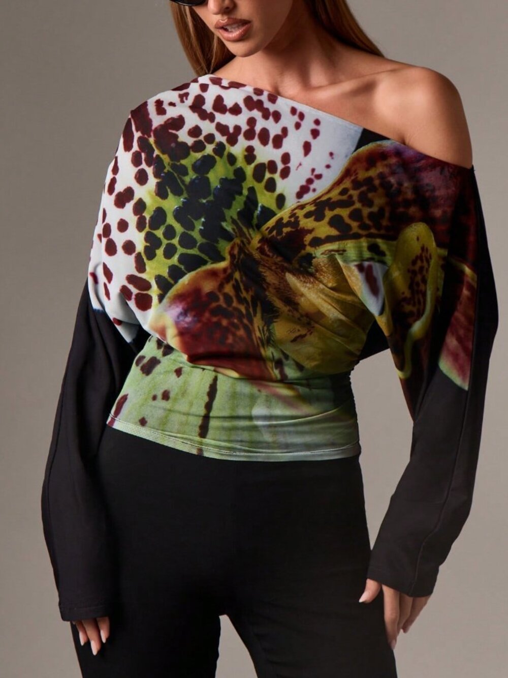 Multicolor Casual Women's Asymmetrical Rib-Knit Long Sleeve Top
